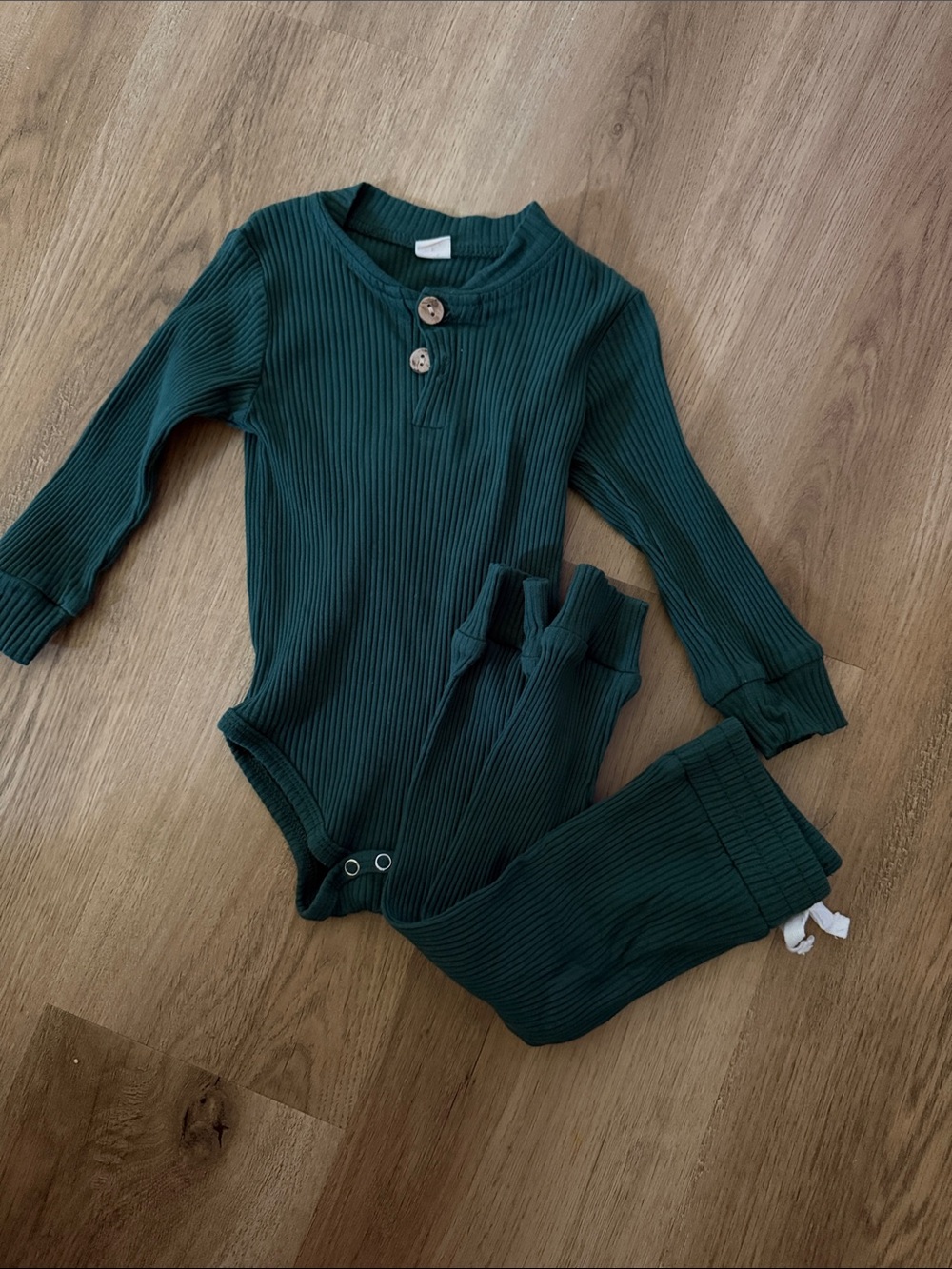Ribbed Long-Sleeve One-Piece Bodysuit & matching pants